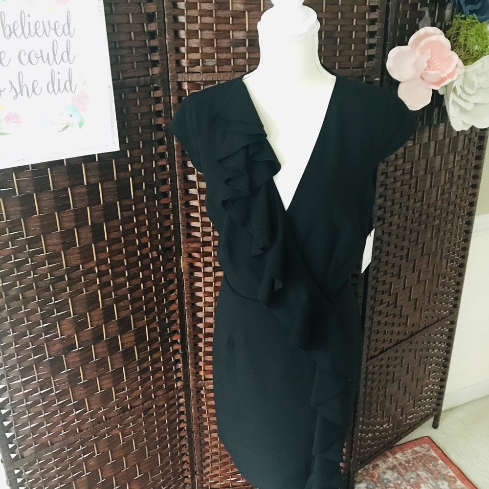 Calvin Klein Black Dress w/ Asymmetrical Detail